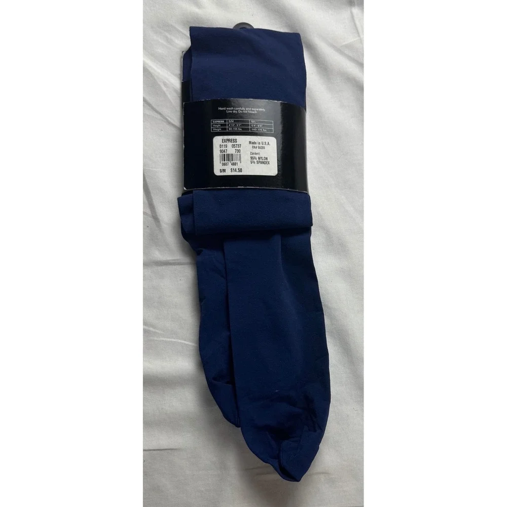 Express Full Length Navy Blue Tights Hosiery S/M Made in USA